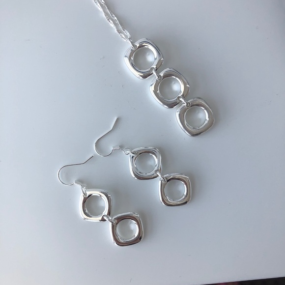Chic Necklace & Earrings Set, Sterling Silver - Picture 2 of 2